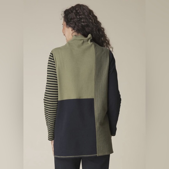 Habitat Tunic Turtleneck Sweater Size Small Colorblocked Green Black Lagenlook - Picture 2 of 11